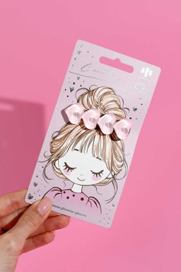 Заколка для волос зажим, арт. 71792 / 10 СЕРДЕЧКИ (в наборе: 1шт., 6 см, черный металл, эпоксидная смола, цвет: розовый, подложка из мелованного картона + ПЭТ-пакет с европодвесом)