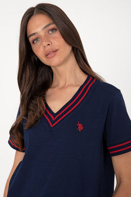 Kad_n Lacivert V Yaka Ti__rt Sepette S_rpriz _ndirim - U.s. polo assn фото 2