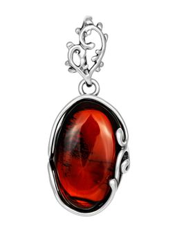 Небольшая подвеска из цельного тёмно-вишнёвого янтаря Версаль