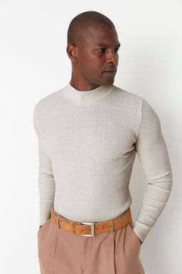TRENDYOL MAN Ekru Slim Fit Pamuklu Yar?m Bal?kc? Yaka Fitilli Orgu Kazak TMNAW21KZ0568 - Trendyolmilla фото 72