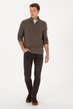 Erkek Regular Fit Yar_m Fermuarl_ Vizon Basic Sweatshirt - U.s. polo assn фото 4