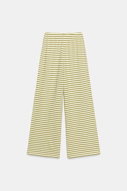 PANTAL?N RAYAS ALGOD?N Y LINO / Beige / Tostado - Zara фото 6