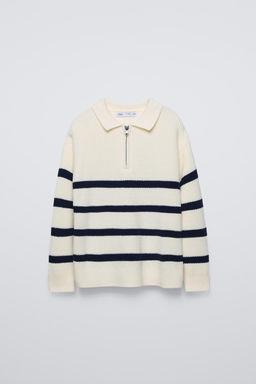 STRIPED SWEATER WITH ZIP