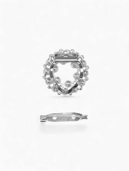 Зажим для платка Жемчужинка, белый в серебре