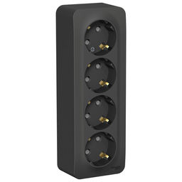 Розетка четверная SE Blanca, накладная, с заземлением, шторки, 16 А, 250 В, IP20, антрацит (BLNRA011416)