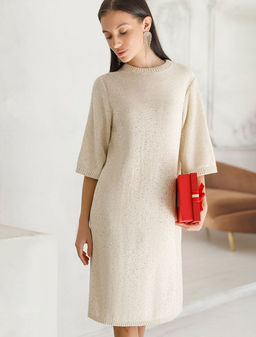 Платье вязаное из хлопковой пряжи с пайетками