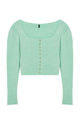 TRENDYOLMILLA Ekru Crop Kare Yaka Triko H?rka TWOAW25HI00178 фото 6