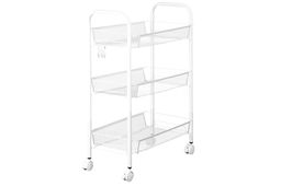 Этажерка многофункциональная 3-х ярусная 44,5*25,5*63,5 см Белая на колесиках, металлическая - Elan gallery фото 5