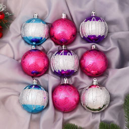 Ёлочные игрушки Адель волны, шары новогодние, d=6 см, 9 шт., МИКС