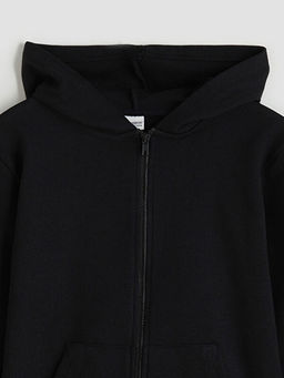 Kap??onlu Erkek ?ocuk Fermuarl? Sweatshirt