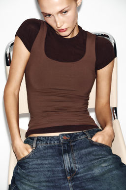 POLYAMIDE TOP WITH WIDE STRAPS - Zara фото 37
