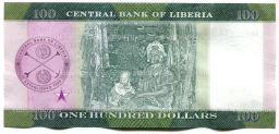 Банкнота 100 долларов 2022 года Либерия