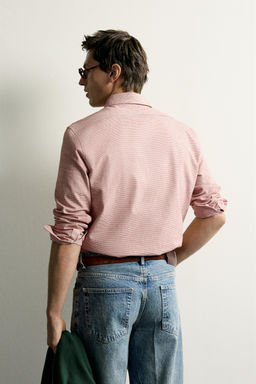 CAMISA REGULAR FIT PATA DE GALLO / Blanco / Rojo - Zara фото 3