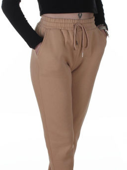 2226-K BEIGE Брюки спортивные утепленные женские (85% хлопок, 10% полиэстер, 5% спандекс)
