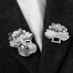 Зажим для кардигана «Перья», белый в серебре