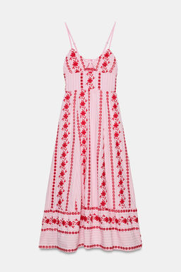 VESTIDO MIDI BORDADOS PERFORADOS / Rosa - Zara фото 6