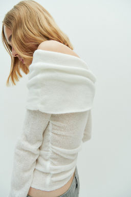 Jersey off-the-shoulder en punto transparente - H&m фото 3