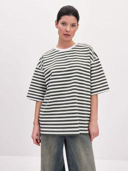 Футболка женская 25234-509 OVERSIZE серый меланж