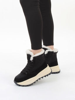 04-PAML05-1Z BLACK Ботинки зимние женские (натуральная замша, 100% шерсть, натуральный мех)