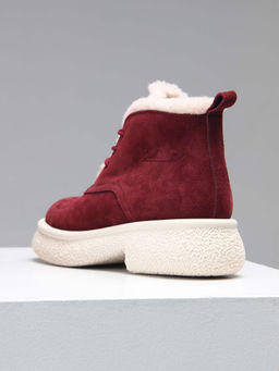 Ботинки 308.агатаw. бордo замша з/Шерсть