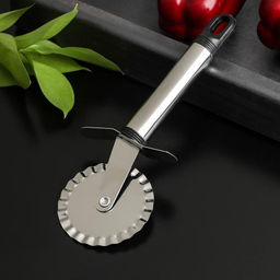 Нож для пиццы и теста Доляна Помощник, 18 см, ребристый, цвет черный