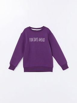 Bisiklet Yaka Bask?l? Uzun Kollu Erkek ?ocuk Sweatshirt
