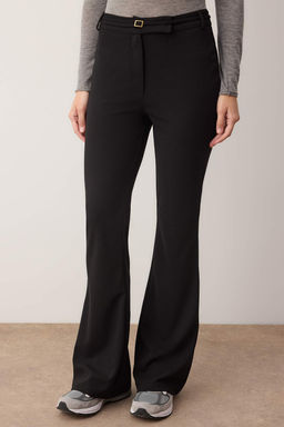 Siyah Wide Leg/Genis Paca Kemer Detayl? Krep Esnek Orme Pantolon TWOAW26PL00040 - Trendyolmilla фото 4