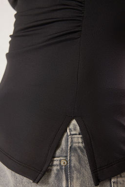 Trendyolmilla Siyah Fitted/Vucuda Oturan Poliamid Esnek Orme Bluz TWOSS25BZ00079  фото 4