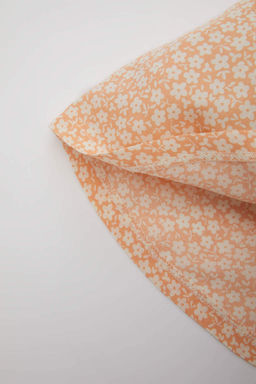 Мятое вискозное платье с короткими рукавами и цветочным принтом для маленьких девочек - Defacto фото 4