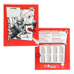 Цена за 20 шт. Тетрадь в клетку 18 листов, 5 видов МИКС, обложка мелованный картон, Человек-паук - Marvel фото 3