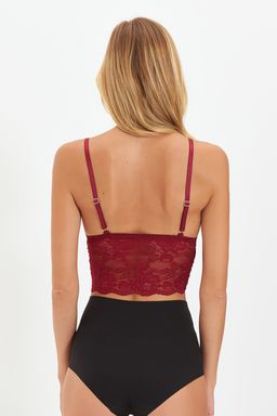 TRENDYOLMILLA Siyah Dantelli Biye Detayl? Dolgusuz Balensiz Ip Ask?l? Ucgen Orme Bustiyer Sutyen THMAW21SU0050  фото 14