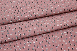 Теплый хлопок Мелкие белые листочки цв.т.винтажный пыльно-розовый, ш.1.49м, хл-100%, 150гр/м.кв - Купава фото 3