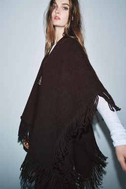 FRINGED KNIT CAPE - Zara фото 4
