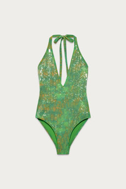 BA?ADOR HALTER LENTEJUELAS MARISA BERENSON X ZARA / Verde