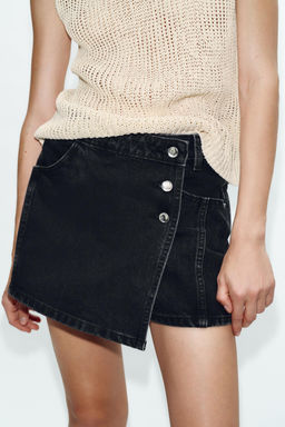 FALDA PANTAL?N Z1975 DENIM CRUZADA / Negro - Zara фото 3