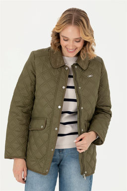 Женское пальто цвета хаки Неожиданная скидка в корзине