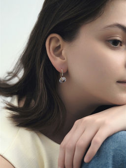 Серьги со стразами Циркония мини, круг, белые в золоте