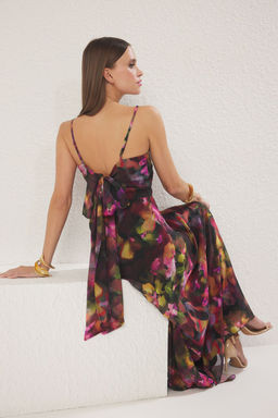 TRENDYOLMILLA Cok Renkli A-Kesim Fiyonklu Astarl? Sifon Dokuma Uzun S?k Abiye & Mezuniyet Elbise TPRSS25AE00152  фото 15