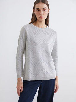 Bisiklet Yaka Desenli Kad?n Triko Kazak