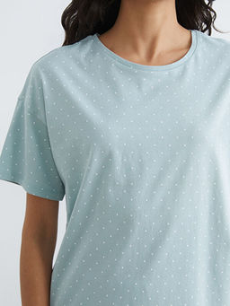 Bisiklet Yaka Puantiyeli Kad?n Pijama Tak?m