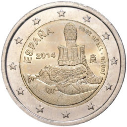 2 евро 2014 года Испания  ЮНЕСКО  Парк Гуэля