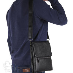 Сумка мужская кожаная 004-6QH black Heanbag в Новосибирске