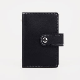 Визитница на кнопке, 26 карт, однотонная, чёрная