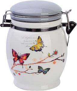 60123 Банка для сыпучих 700мл Бабочки в саду дол/жел LR (х36)