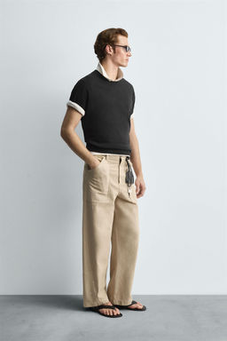 HEAVYWEIGHT RIBBED TRIM T-SHIRT - Zara фото 4