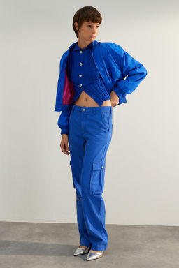 Limited Edition Saks Kargo Cepli Yuksek Bel Wide Leg Jeans TWOAW24JE00229 - Trendyolmilla фото 3