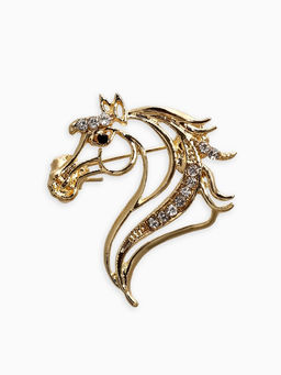 Брошь "Лошадь" изящная, цвет белый в золоте