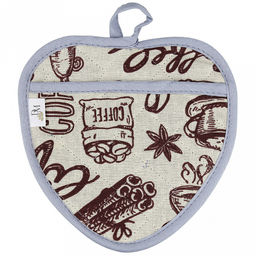 Прихватка с запахом 20х20см "Эспрессо, вид 1/1", форма "Клубника", рогожка 171г/м2, хлопок 100%, наполнитель - ватин 280г/м2, на пластмассовом подвесе, "Домашняя мода" (Россия)