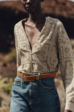 SHIRT WITH CUTWORK EMBROIDERY - Zara фото 6