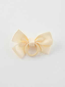 Цена за 6 шт. Бант для волос на резинке «Школьница», классика двойной полоски, 11×7 см, бежевый